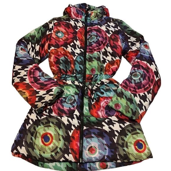 Desigual Girls’ Multicolor Puffer Jacket, 13/14. Easily fits XS Woman. Ski, wint - Picture 2 of 10